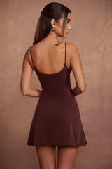 Edonia-Triangle Cup A-Line Mini Dress in Brown