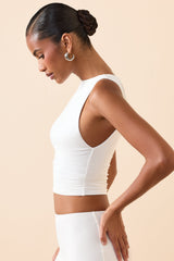 Aya-Modal Boat-Neck Tank Top in White