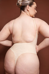 Intimates-Soft Mesh Bodysuit in Beige