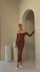 Kylie Maxi Dress Long Sleeve - Chocolate