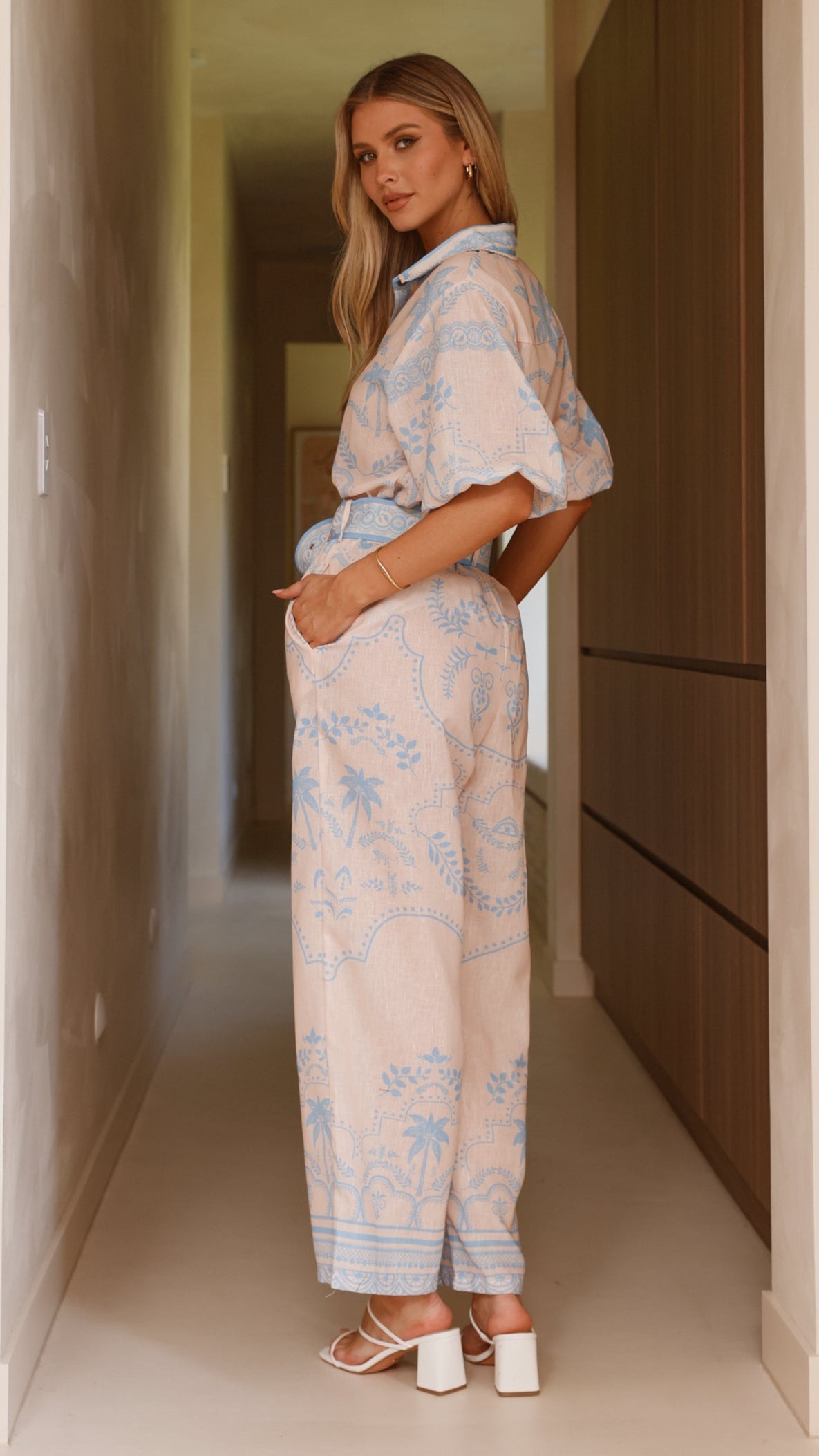Xander 3/4 Sleeve Button Down Shirt - Blue