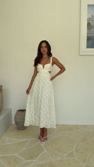 Jenny Side Cut Midi Dress - Cream
