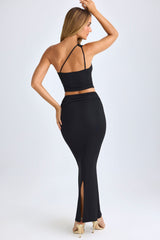 Lena-Modal Twist-Front Maxi Skirt in Black