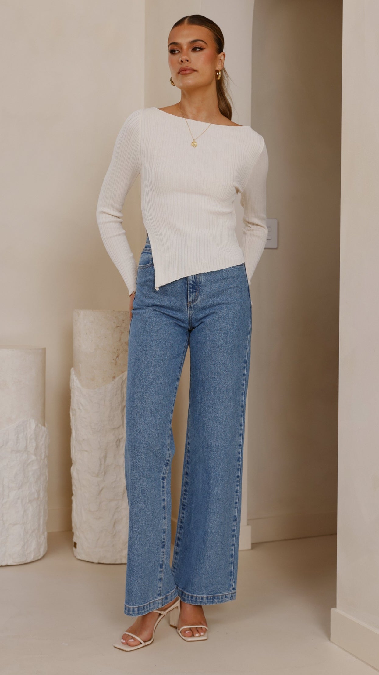 Isla Long Sleeve Top - Cream