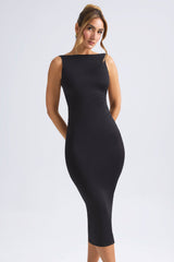 Grainne-Ruched Open-Back Midaxi Dress in Black