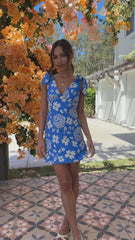 Delilah Mini Dress - Blue Floral