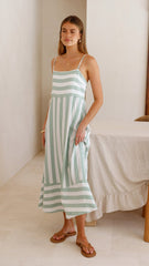 Baylee Midi Dress - Sage Stripe