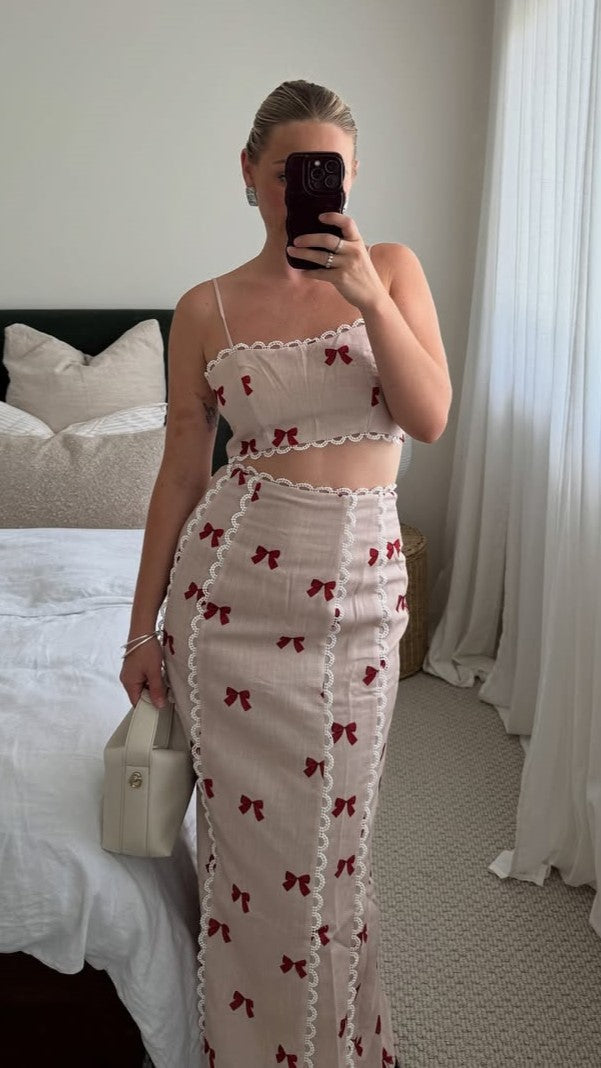 Nova Crop Top - Red Bow