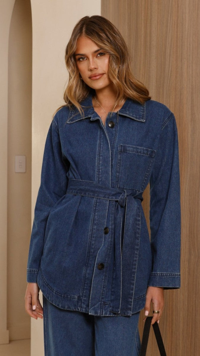 Amy Long Sleeve Top - Dark Denim