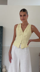 Brianne Linen Vest - Yellow
