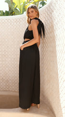 Lara Halter Neck Wide Leg Jumpsuit - Black