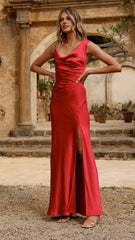 Iris Asymmetrical Maxi Dress - Red