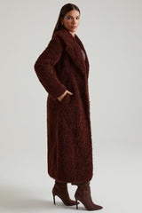 Alaska-Long Shearling Coat in Brown