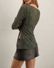 Green Floral See Through Tee