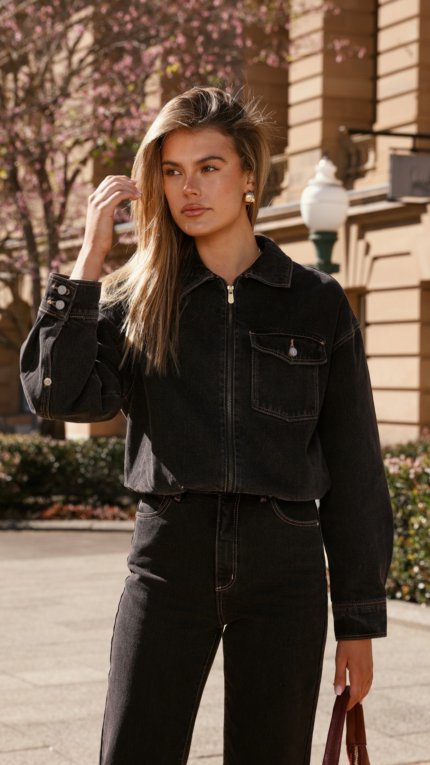 Abrand Denim Bomber Cara - Washed Black