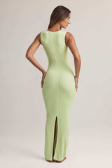 Mabel-Modal Button-Detail Maxi Dress in Sage Green