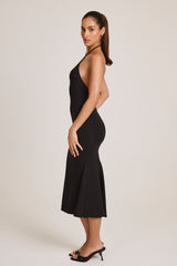 Karissa-Modal Halterneck Midaxi Dress in Black