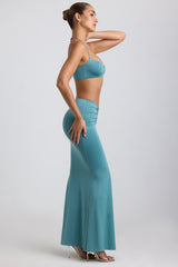Giselle-Slinky Jersey Hardware Detail Maxi Skirt in Sea Green