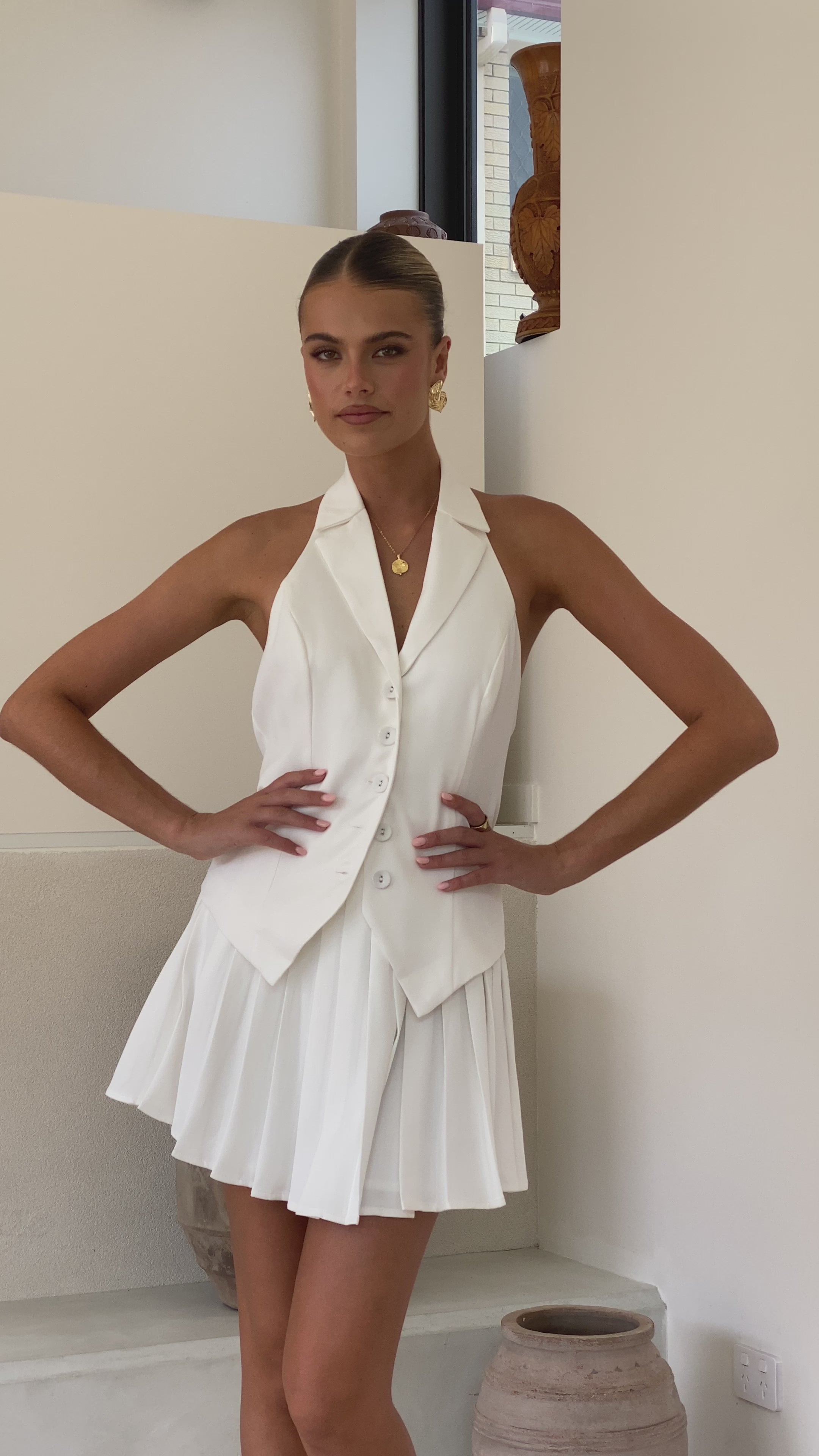 Zappa Pleated Mini Skirt - White