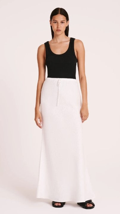 Amani Linen Maxi Skirt - White