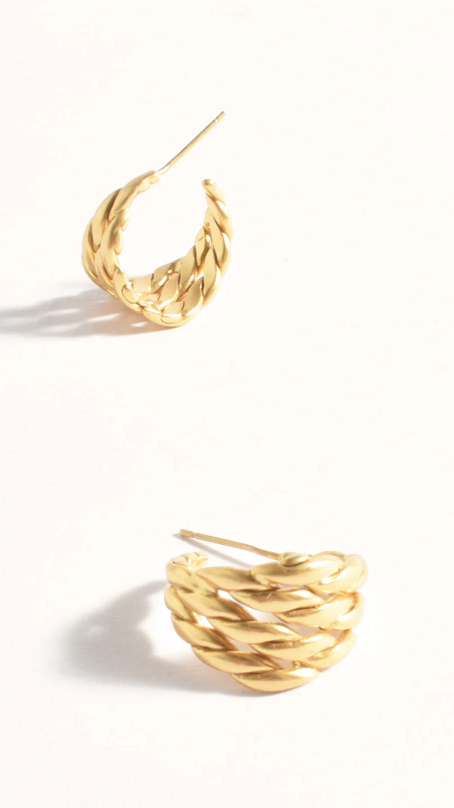 Twisted Multi Layer Hoop Earrings - Gold