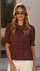 Kai Short Sleeve Top - Brown