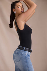 Tait-Seamless Sweetheart-Neck Bodysuit in Black