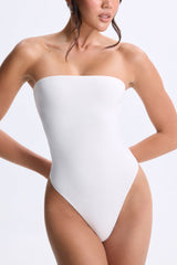 Allegra-Bandeau Bodysuit in White