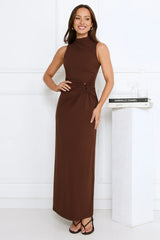 Radiant Petal Maxi Dress Brown