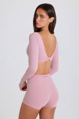 Multiway Long-Sleeve Crop Top in Mauve
