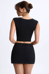 Lyra-Mid-Rise Micro Mini Skirt in Black