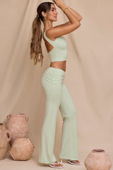 Katya-Petite Mid-Rise Straight Leg Trousers in Light Sage