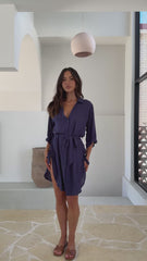 Vesper Short Sleeve Mini Dress - Navy
