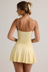 Kelbie-Modal Ruched A-Line Mini Dress in ButterCream Yellow