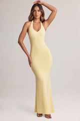Hallie-Modal Halterneck Maxi Dress in Lemon Sherbet