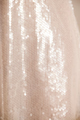Marlena-Sheer Sequin V-Neck Cut Out Back Evening Gown in White