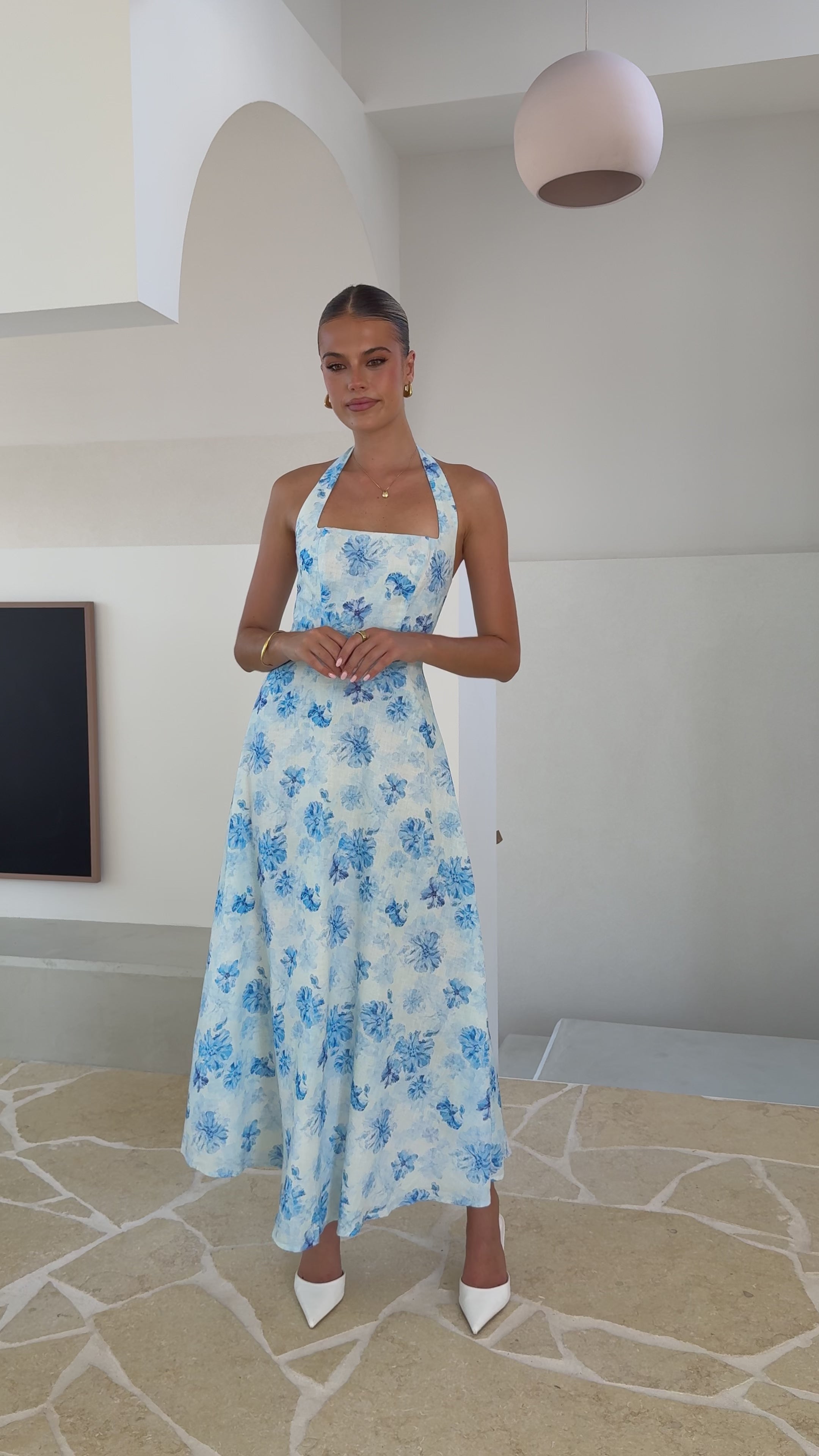 Mady Maxi Dress - Blue Floral