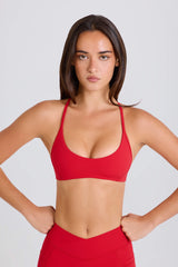 Soft Active Racerback Sports Bra in Strawberry Red
