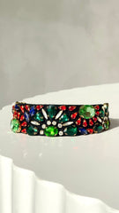 Flower Garden Jewelled Headband - Green/Multi