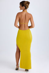 Solaria-Cut-Out Halterneck Maxi Dress in Buttercup