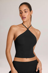 Aviora-Modal Halterneck Top in Black