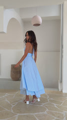 Kathy Halter Neck Maxi Dress - Light Blue