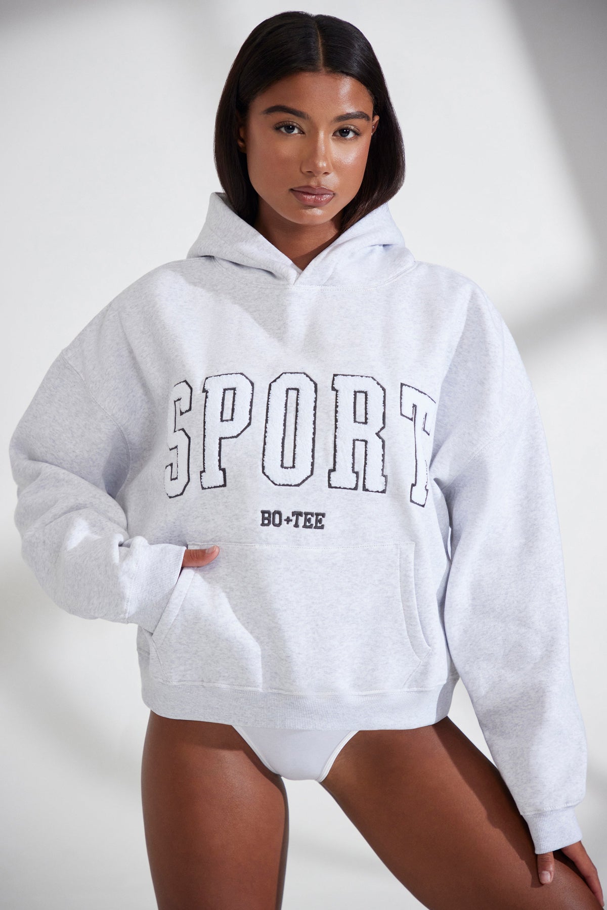 Oversized Hooded Sweatshirt in Marl Grey