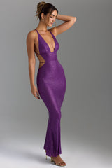 Magdalena-Embellished Cut-Out Maxi Dress in Grape