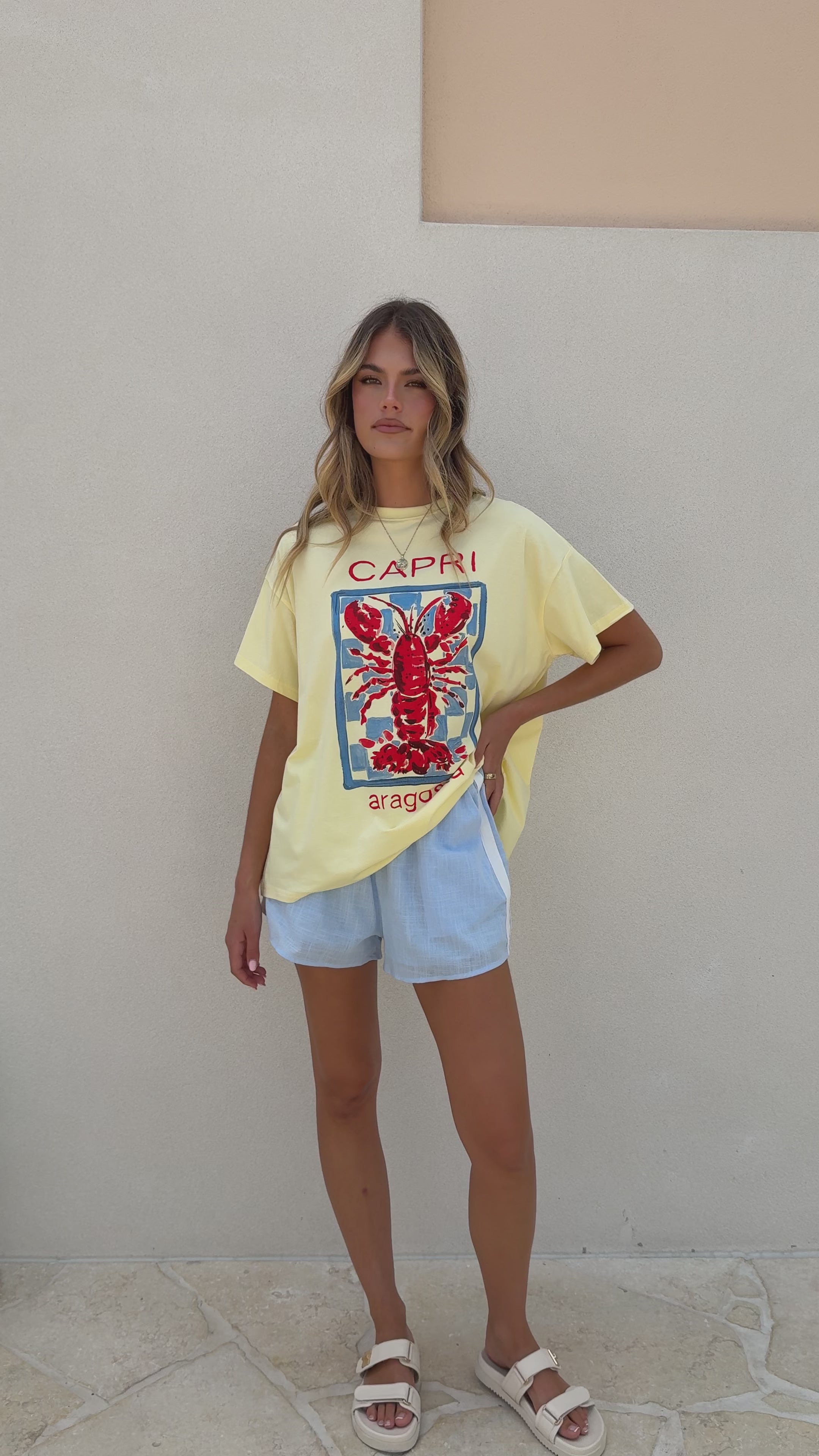 Capri Aragosta Top and Shorts Set - Yellow/Blue