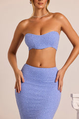 Loire-Embellished Strapless Corset Top in Powder Blue