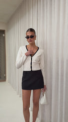 Ziva Button Up Top - Cream/Black