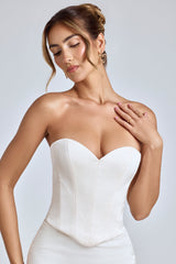 Effie-Strapless Lace-Up Satin Corset in Ivory