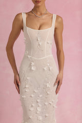 Vasanta-Embellished Fishtail Corset Gown in White