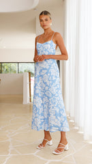 Margie Midi Dress - Blue Floral